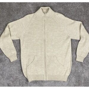 Alpaca Fina Womens Zipper Down Tan Long Sleeve Sweater Size Large